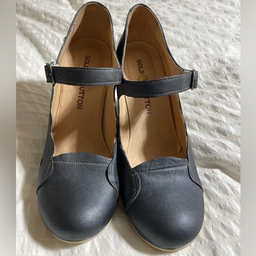 Gold button heels